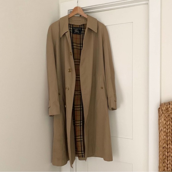 Burberry Jackets & Blazers - Burberry Vintage Trench Coat Check Beige Tan